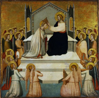 Coronación de la Virgen - La Coronación de la Virgen - Maso di Banco (?-1348) - 1335-1340 - Tempera on panel - 51.2x51.7 - Szepmuveszeti Muzeum, Budapest de Maso di Banco