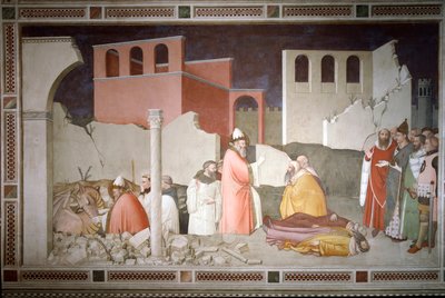Episodios de la víspera de Año Nuevo: el Papa San Silvestre I cierra la boca del dragón y resucita a dos magos de Maso di Banco