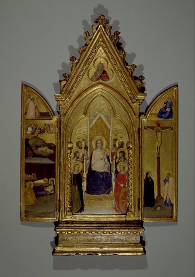 Madonna con santos y escenas de la vida de Cristo, retablo portátil de Maso di Banco