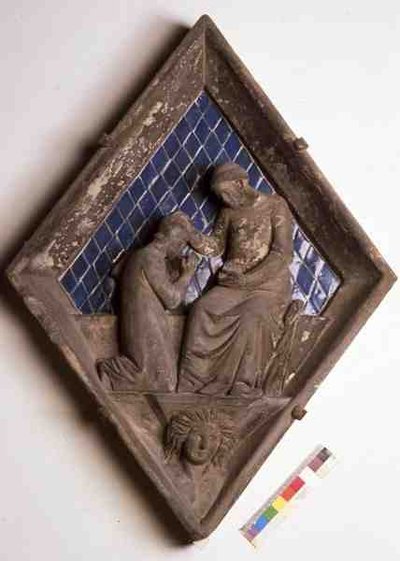 Penitencia, azulejo en relieve del Campanile de Maso di Banco