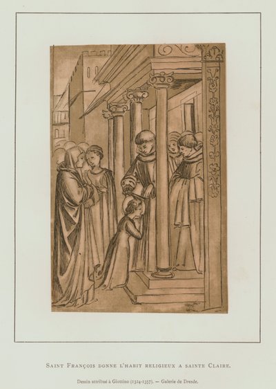 San Francisco de Asís cortando el cabello de Santa Clara de Maso di Banco Giottino
