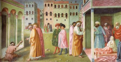 Curación del tullido y resurrección de Tabita de Masolino da Panicale
