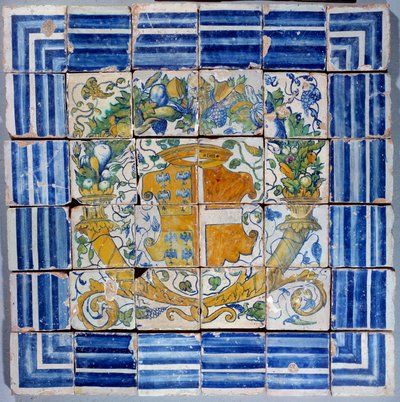 Pavimento con armas de Madeleine de Savoie. Loza de Masseot Abaquesne, siglo XVI, Enouen. Museo Nacional del Renacimiento de Masseot Abaquesne