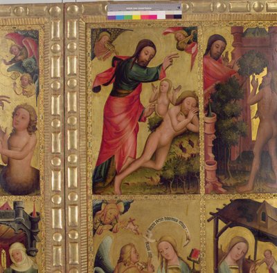 La Creación de Eva, un panel del Altar de Grabower, el Altar Mayor de San Pedro en Hamburgo de Master Bertram of Minden