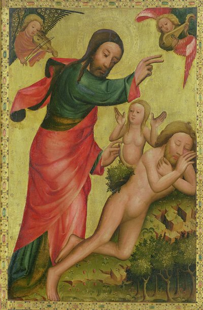 La creación de Eva, un panel del Altar de Grabower, el Altar Mayor de San Pedro en Hamburgo de Master Bertram of Minden