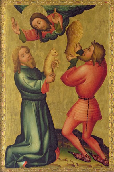 Las ofrendas de Caín y Abel del altar mayor de San Pedro en Hamburgo, El Altar de Grabower, 1383 de Master Bertram of Minden