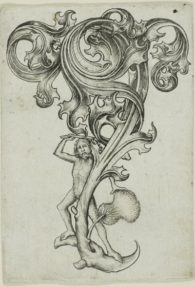 Ornamento de cardo con hombre salvaje de Master E.S.
