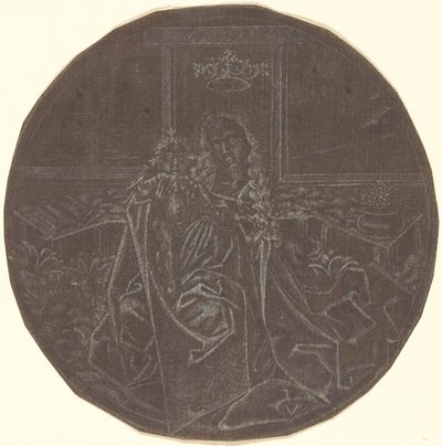 La Virgen y el Niño en un jardín de Master E.S. Facsimile