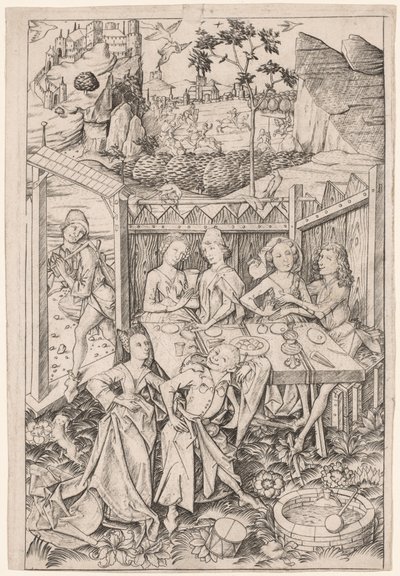 El Jardín del Amor, Gran Placa, c. 1465 de Master E. S.