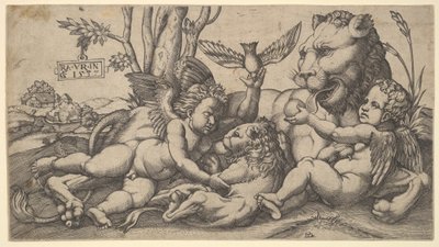 Putti y leones, 1547 de Master FG