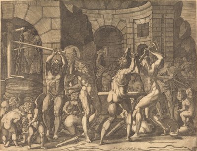 Vulcano y los Cíclopes Forjando Flechas de Master FG, after Francesco Primaticcio