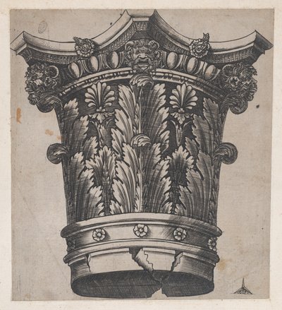 Speculum Romanae Magnificentiae: Capital con cabezas y máscaras, ca. 1537 de Master GA