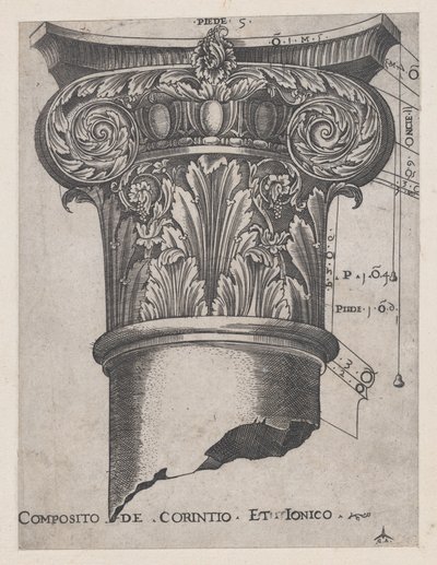 Speculum Romanae Magnificentiae: Compuesto de corintio e iónico, ca. 1537 de Master GA