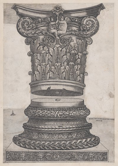 Speculum Romanae Magnificentiae: Capital y base decorados de Master GA