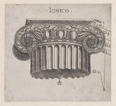 Speculum Romanae Magnificentiae: Capitel jónico, ca. 1537 de Master GA