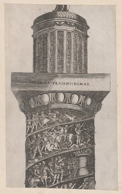 Speculum Romanae Magnificentiae: La parte superior de la Columna de Trajano, mostrando ara..., siglo XVI de Master GA