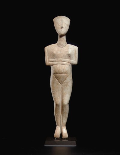 Figura femenina reclinada cicládica, pieza de nombre del Maestro Schuster, Cicládico Temprano II, c.2400 a.C. (mármol) de Master Schuster