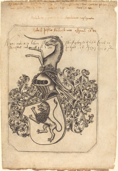 Escudo de Armas con un León y un Unicornio de Master hw