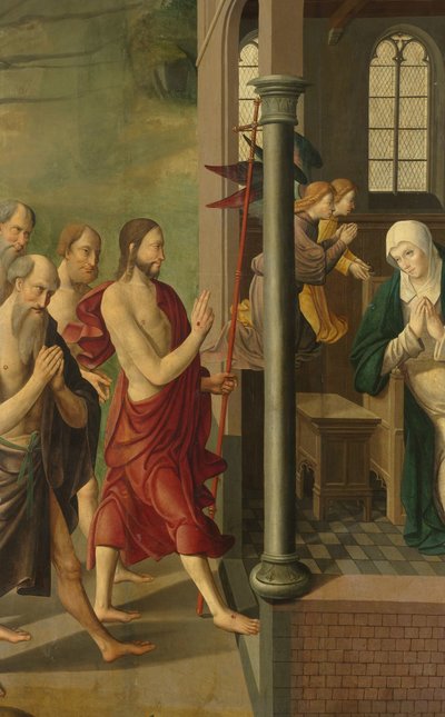 Panel de un Retablo con la Disputa con los Doctores, en el reverso está la Aparición de Cristo a su Madre de Master of Alkmaar (attributed to)