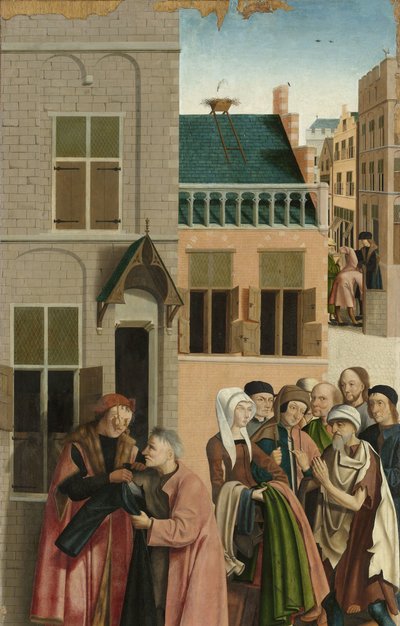 Las siete obras de misericordia
Panel de un políptico que representa las siete obras de misericordia: vestir al desnudo de Master of Alkmaar