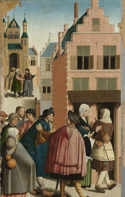 Las siete obras de misericordia
Panel de un políptico que representa las siete obras de misericordia: acoger a los viajeros de Master of Alkmaar