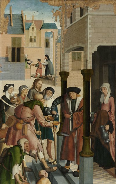 Las siete obras de misericordia
Panel de un políptico que representa las siete obras de misericordia: saciar la sed de Master of Alkmaar