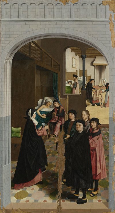 Las siete obras de misericordia: Consolar a los enfermos, 1504 de Master of Alkmaar