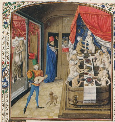 Una casa de baños. De Facta et dicta memorabilia de Valerius Maximus, ca 1470 de Master of Anthony of Burgundy