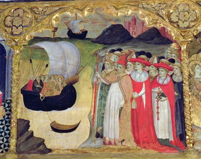 El Papa Ciriaco y su corte recibiendo a la santa y sus doncellas, de la 