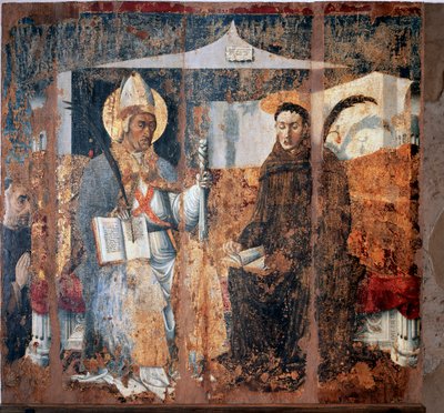 San Eleuterio de Tournai y San Placido (Fresco de Master of Cesio