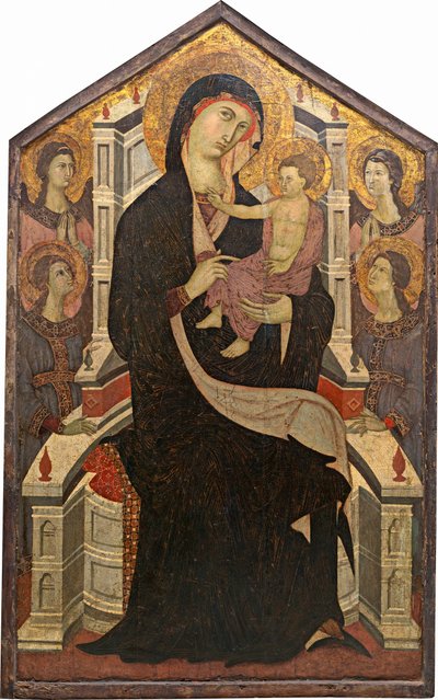 Maestà Madonna y Niño con Cuatro Ángeles, c. 1290 de Master of Citta di Castello