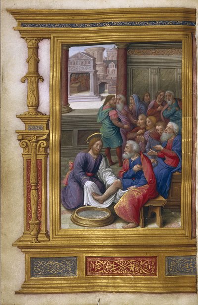 Cristo lavando los pies de los apóstoles, 1500-1550 de Master of Claude de France