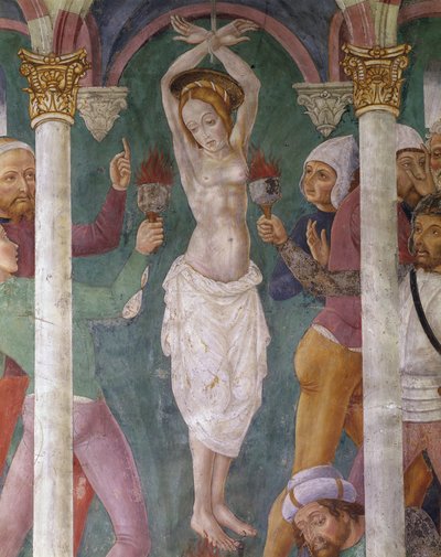 Italia, Región del Piamonte, fresco de la Capilla de Santa Margherita en Sacro Monte de Master of Crea