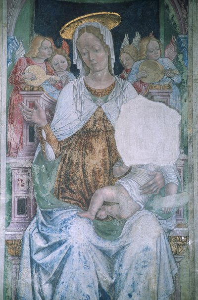 Italia, Piemonte, Serralunga di Crea, Sacro Monte di Crea, Basílica de Santa Maria Assunta, capilla, fresco de Master of Crea