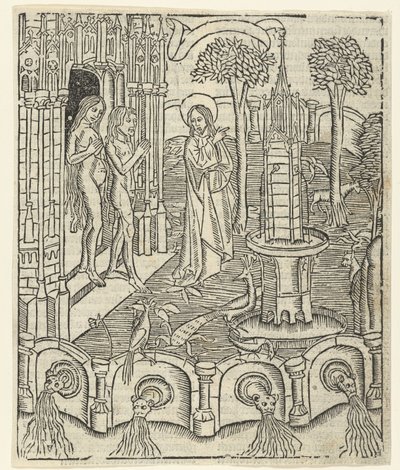Dios muestra a Adán y Eva el Paraíso de Master of Delft (attributed to)