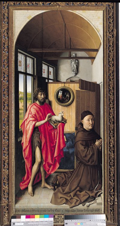San Juan Bautista y el Donante, Heinrich Von Werl del Retablo de Werl, 1438 de Master of Flémalle