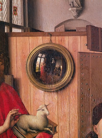 San Juan Bautista y el donante, Heinrich Von Werl, del Retablo de Werl (detalle) de Master of Flémalle