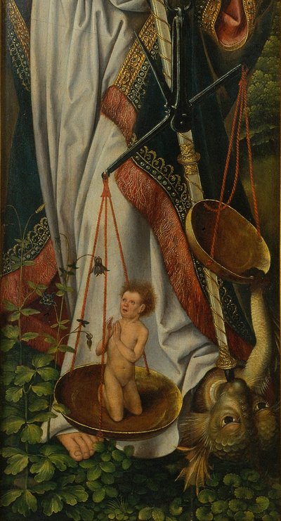 Tríptico del Bautismo de Cristo (detalle) de Master of Frankfurt