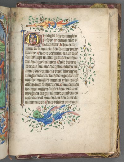 Libro de Horas (Uso de Utrecht): fol. 222r, Inicial con Reyes Magos de Master of Gijsbrecht van Brederode