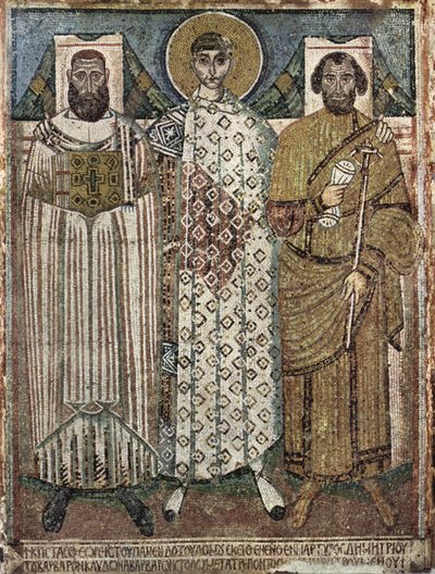 San Demetrio de Tesalónica con los donantes de Master of Hagios Demetrios