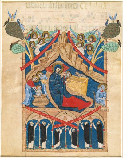 La Natividad con Seis Monjes Dominicos de Master of Imola