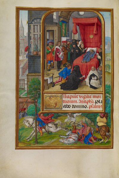 Escena en el lecho de muerte de Master of James IV of Scotland