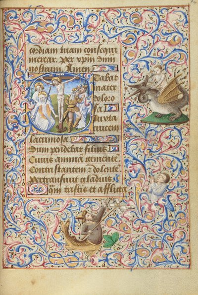 Inicial S: La Crucifixión con el corazón de la Virgen atravesado por una espada de Master of Jean Rolin II (Hand B)