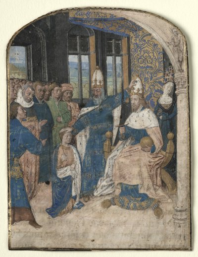 Miniatura de un Speculum Historiale: Claudio designa a Nerón como su sucesor, 1447-60 de Master of Jouvenel des Ursins