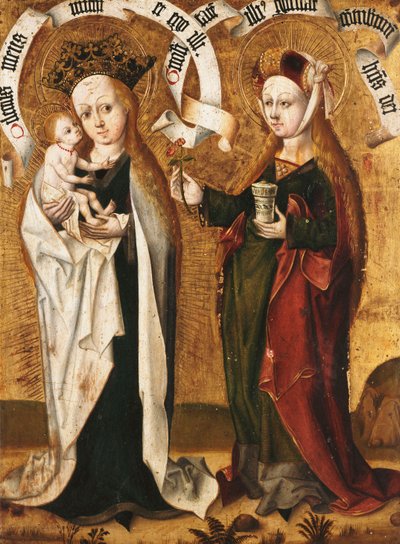 La Virgen y el Niño con Santa María Magdalena ofreciendo una rosa al Niño de Master of Liesborn