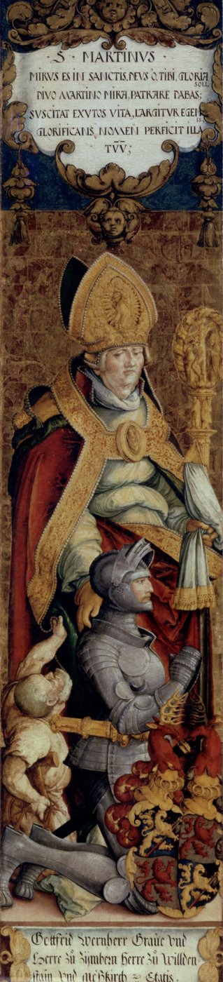 San Martín con mendigo y el fundador Gottfried Werner von Zimmern de Master of Messkirch
