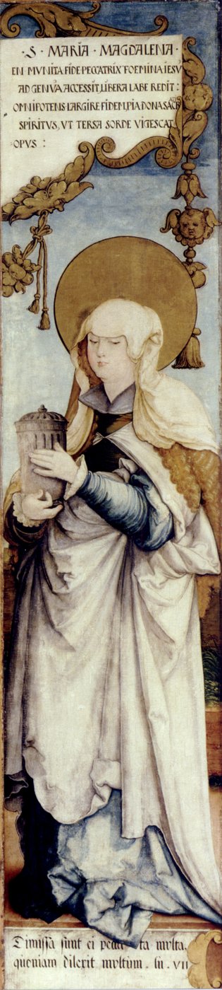exterior del ala genuina del antiguo altar mayor de la iglesia de San Martín, Santa María Magdalena; Staatsgalerie Stuttgart, antes Donaueschingen, Fürstenbergsammlungen Inv.Nos. 73-75 de Master of Messkirch