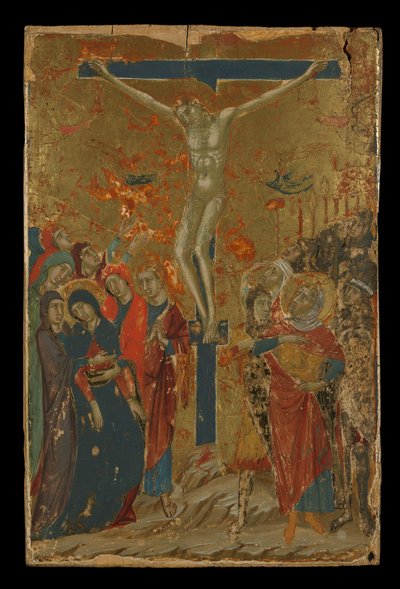 La Crucifixión y la Virgen y el Niño entronizados de Master of Monte Oliveto