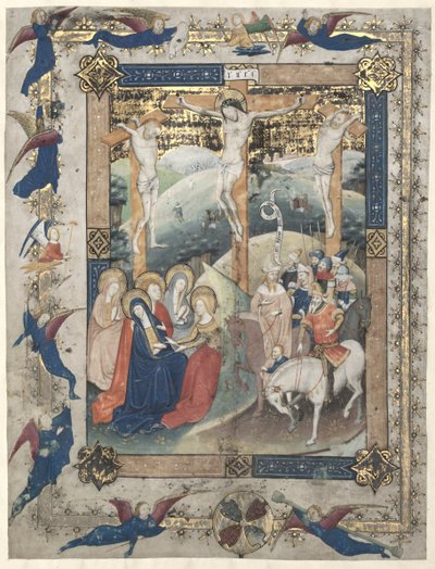 Hoja de un misal: El frontispicio de la crucifixión para el canon de la misa, c. 1440-1450 de Master of Otto van Moerdrecht