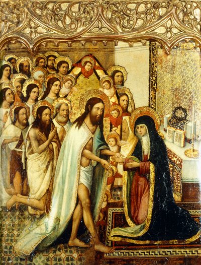 Cristo presentando a los redimidos del Antiguo Testamento a su madre de Master of Perea